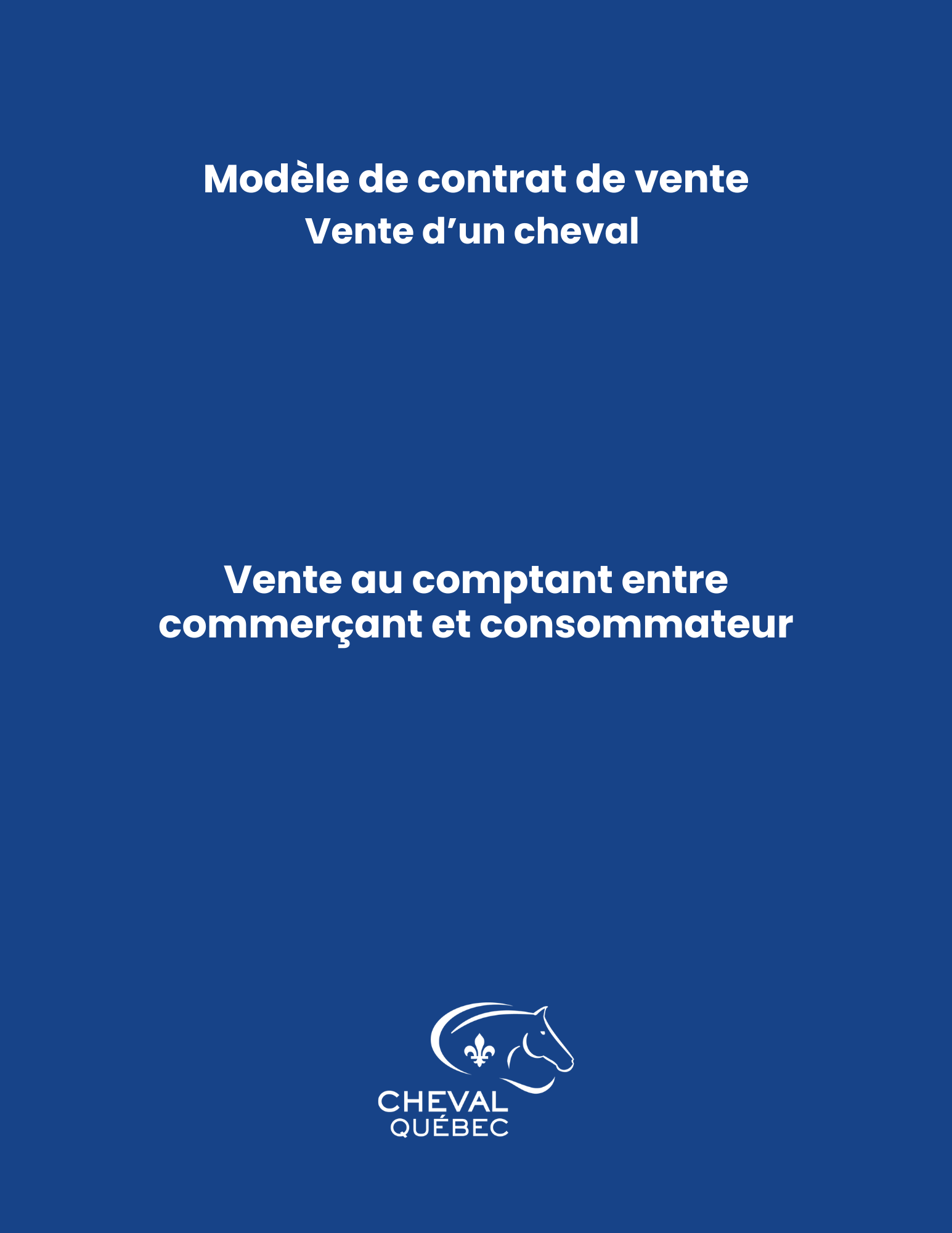 Modèle de contrat - Vente au comptant d'un cheval entre commerçant et consommateur